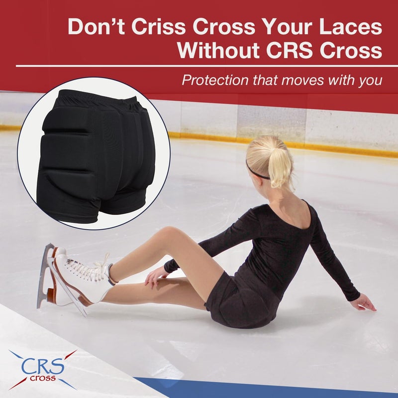 CRS Cross Padded Figure Skating Shorts. Crash Pad Pants for Roller, Inline, Ice Skating, Snowboarding, and Skiing. Fall Impact Protection for Butt, HIPS, and Tailbone (Youth Large Black) - Image 5